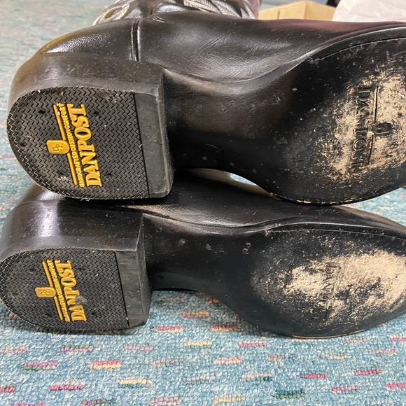 DAN POST SIZE 10.5 BLACK LEATHER COWBOY BOOTS - Picture 3 of 5
